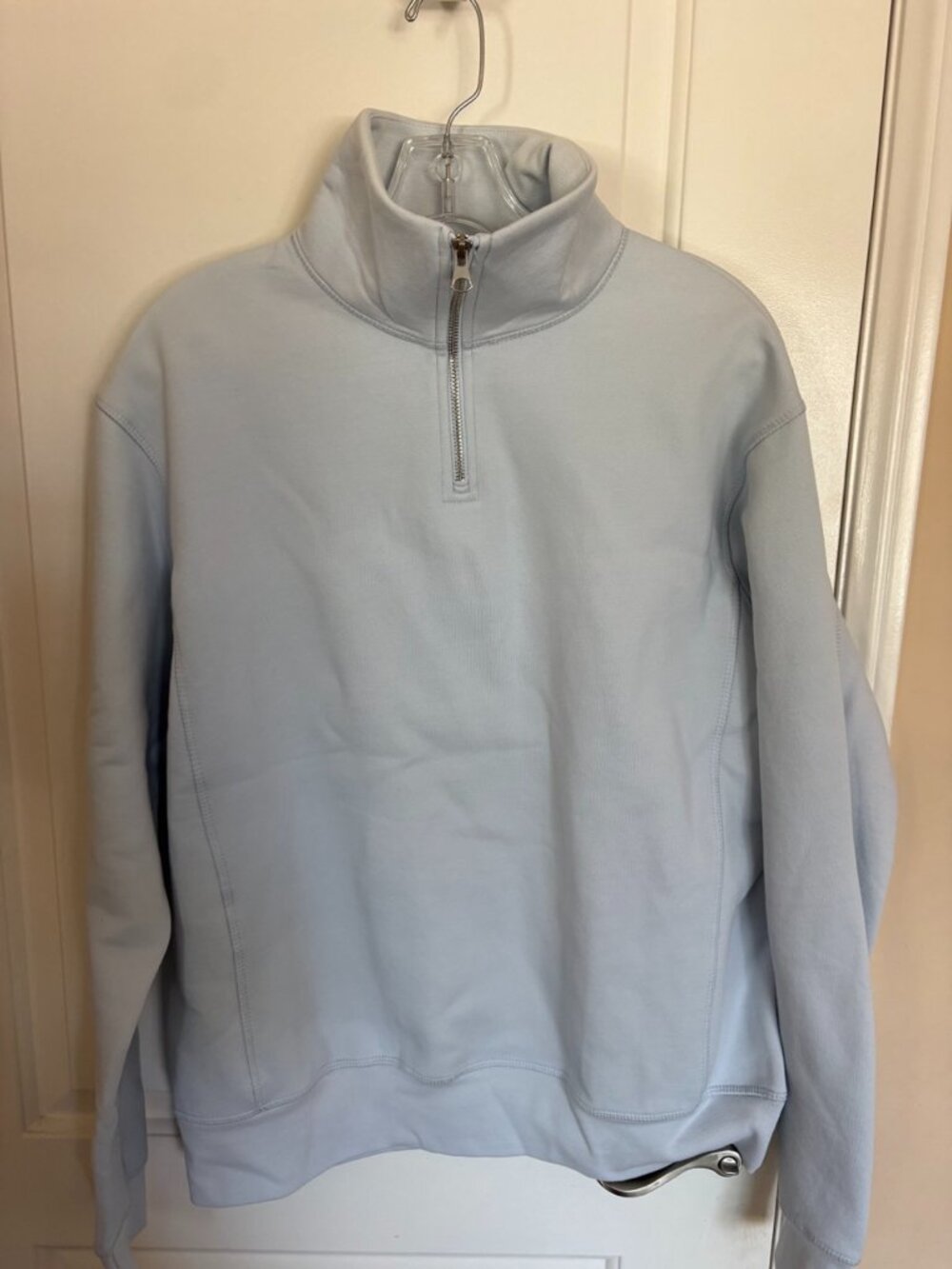 ZARA Light Blue Men's Quarter Zip Sweatshirt - MEDIUM